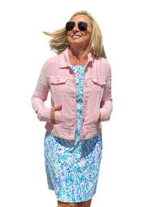 Long-Sleeve Linen Jacket Soft Pink