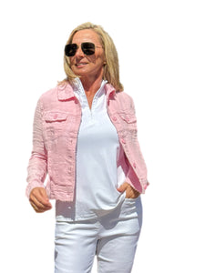 Long-Sleeve Linen Jacket Soft Pink
