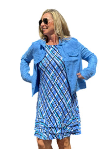 Long-Sleeve Linen Jacket Bright Periwinkle