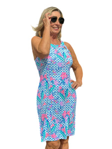 Cut-out Sleeveless Dress with UPF50+ Pink Lillies