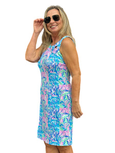 Cut-out Sleeveless Dress with UPF50+ Pastel Mosaic
