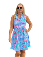 Load image into Gallery viewer, Ruffle-Neck Dress with UPF50+ Pink Lillies
