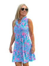 Load image into Gallery viewer, Ruffle-Neck Dress with UPF50+ Pink Lillies
