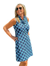 Load image into Gallery viewer, Ruffle-Neck Dress with UPF50+ Blue Medallion
