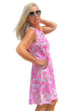 Load image into Gallery viewer, Keyhole Sleeveless Dress with UPF50+ Pink Hearts
