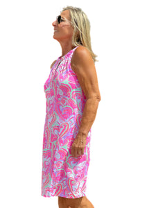 Keyhole Sleeveless Dress with UPF50+ Pink Hearts