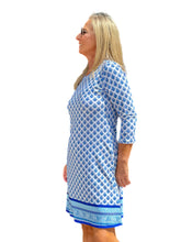 Load image into Gallery viewer, Scoop-Neck Knee-Length Shift Dress Blue Ornaments
