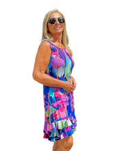 Load image into Gallery viewer, Shift Dress with Ruffled Hem Abstract Painting
