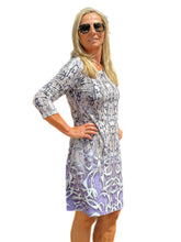 Load image into Gallery viewer, Scoop Neck Knee-Length Shift Dress Snake Lavender
