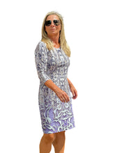 Load image into Gallery viewer, Scoop Neck Knee-Length Shift Dress Snake Lavender
