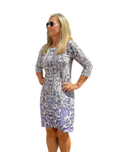 Load image into Gallery viewer, Scoop Neck Knee-Length Shift Dress Snake Lavender
