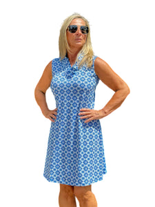 Ruffled V-Neck Dress Blue Shades