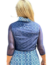 Load image into Gallery viewer, 3/4 Sleeve Mesh Tie-Front Shrug Navy
