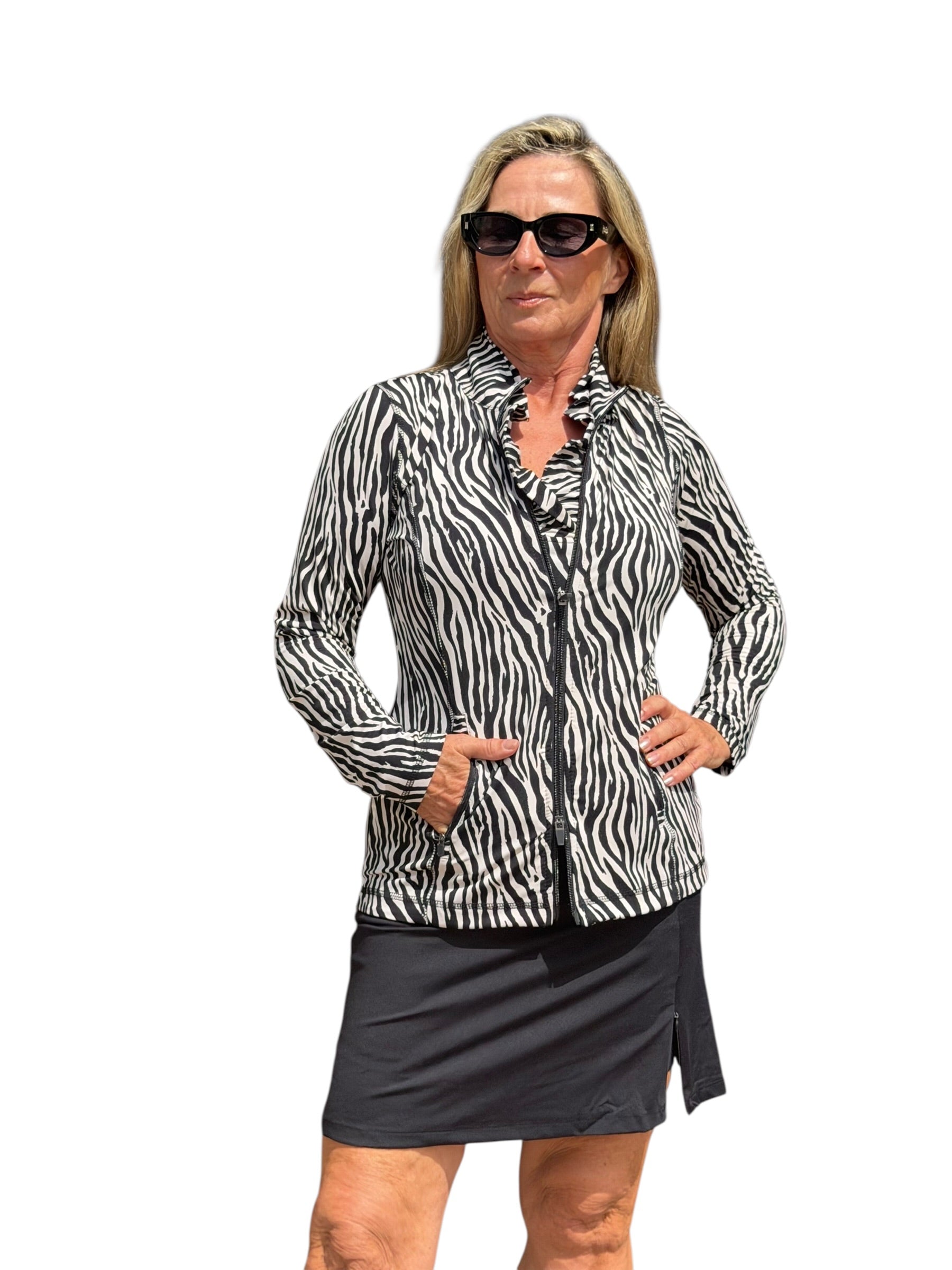 Pull - on Zip Skort with UPF50+ Black - Back of the Bay Boutique