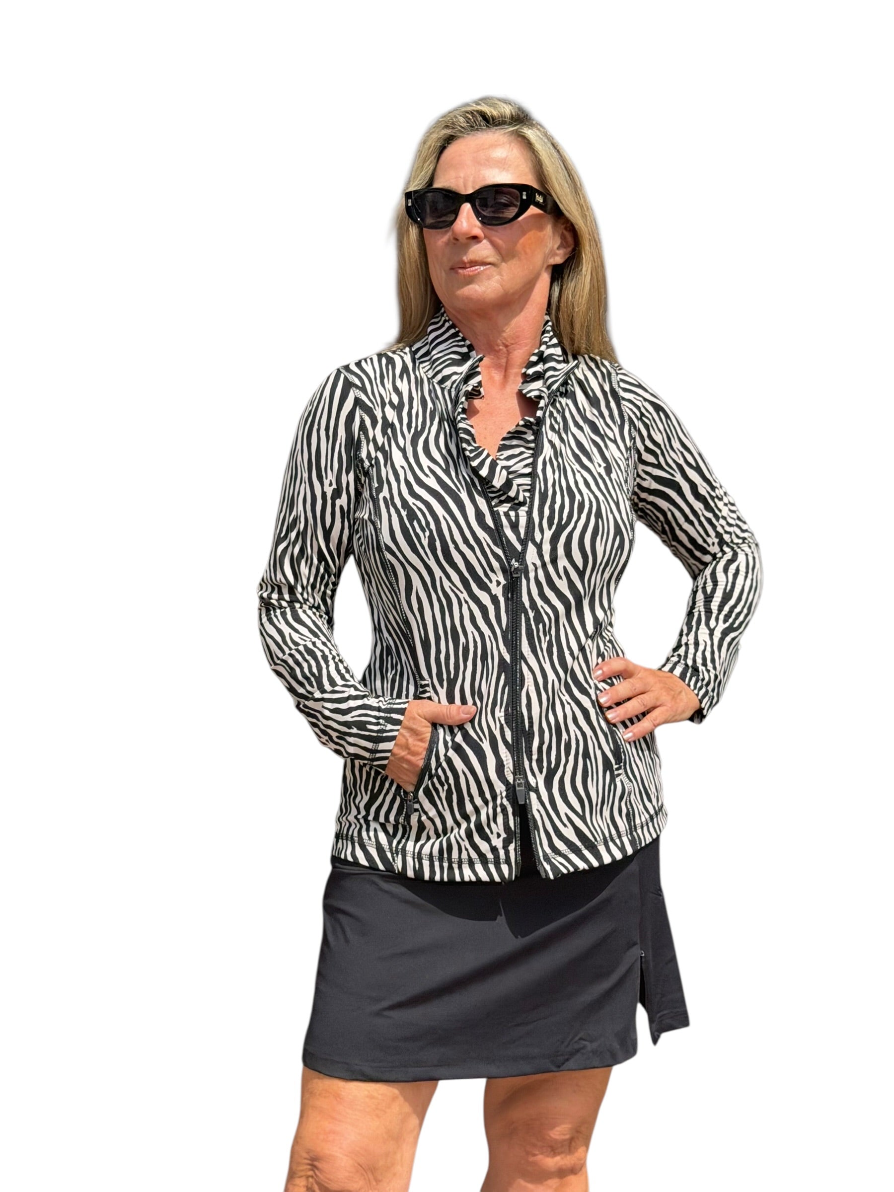 Pull - on Zip Skort with UPF50+ Black - Back of the Bay Boutique