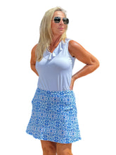 Load image into Gallery viewer, Flowy Skort with Side-Pockets Blue Flower Petals
