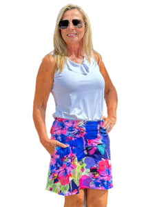 Flowy Skort with Side-Pockets Abstract Painting