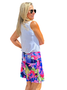 Flowy Skort with Side-Pockets Abstract Painting