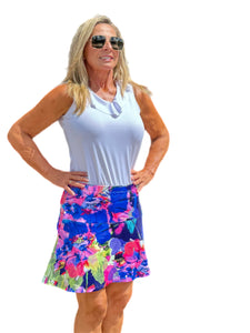 Flowy Skort with Side-Pockets Abstract Painting