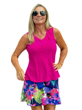 Load image into Gallery viewer, Ruffled V-Neck Sleeveless Top Fuchsia
