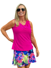 Load image into Gallery viewer, Ruffled V-Neck Sleeveless Top Fuchsia
