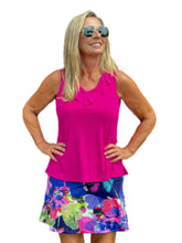 Load image into Gallery viewer, Ruffled V-Neck Sleeveless Top Fuchsia
