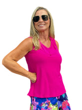 Load image into Gallery viewer, Ruffled V-Neck Sleeveless Top Fuchsia
