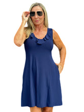 Load image into Gallery viewer, Sleeveless V-Neck Dress with Pockets Navy
