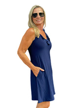 Load image into Gallery viewer, Sleeveless V-Neck Dress with Pockets Navy
