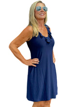 Load image into Gallery viewer, Sleeveless V-Neck Dress with Pockets Navy
