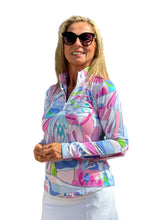 Load image into Gallery viewer, Long Sleeve Mock-Neck Zip Top Pink Carnival
