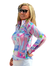 Load image into Gallery viewer, Long Sleeve Mock-Neck Zip Top Pink Carnival
