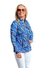 Load image into Gallery viewer, Zip-Up Long Sleeve Jacket with UPF50+ Navy Animal
