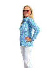 Load image into Gallery viewer, Zip-Up Long Sleeve Jacket with UPF50+ Seafoam Python
