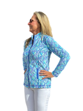 Load image into Gallery viewer, Zip-Up Long Sleeve Jacket with UPF50+ Seafoam Python
