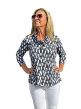 Load image into Gallery viewer, 3/4 Sleeve Ruffle Top with UPF50+ Champagne Silver
