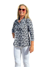 Load image into Gallery viewer, 3/4 Sleeve Ruffle Top with UPF50+ Champagne Silver
