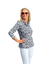 Load image into Gallery viewer, 3/4 Sleeve Ruffle Top with UPF50+ Champagne Silver
