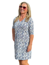 Load image into Gallery viewer, Elbow-Sleeve Travel Dress with UPF50+ Taupe Python
