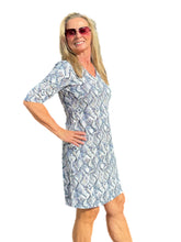 Load image into Gallery viewer, Elbow-Sleeve Travel Dress with UPF50+ Taupe Python
