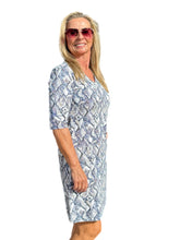 Load image into Gallery viewer, Elbow-Sleeve Travel Dress with UPF50+ Taupe Python
