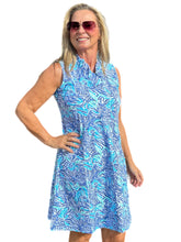 Load image into Gallery viewer, Ruffle-Neck Dress with UPF50+ Light Peri Zebra
