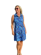 Load image into Gallery viewer, Zipper Swing Dress with UPF50+ Navy Animal
