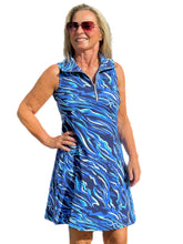 Load image into Gallery viewer, Zipper Swing Dress with UPF50+ Navy Animal
