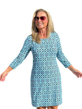 Load image into Gallery viewer, Travel Dress with UPF50+ Geometric Cable Aqua
