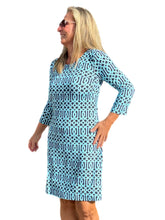 Load image into Gallery viewer, Travel Dress with UPF50+ Geometric Cable Aqua
