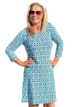 Load image into Gallery viewer, Travel Dress with UPF50+ Geometric Cable Aqua
