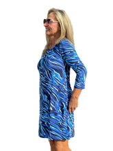 Load image into Gallery viewer, Travel Dress with UPF50+ Navy Animal
