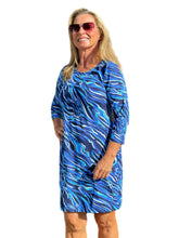 Load image into Gallery viewer, Travel Dress with UPF50+ Navy Animal
