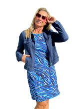 Load image into Gallery viewer, Classic Shift Dress with UPF50+ Navy Animal
